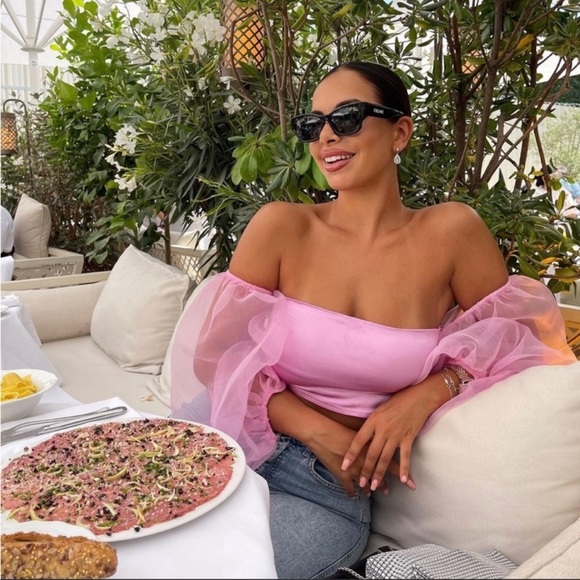 Brand New ZARA BLOGGERS FAV CONTRASTING ORGANZA pink TOP Size Small - Picture 3 of 8